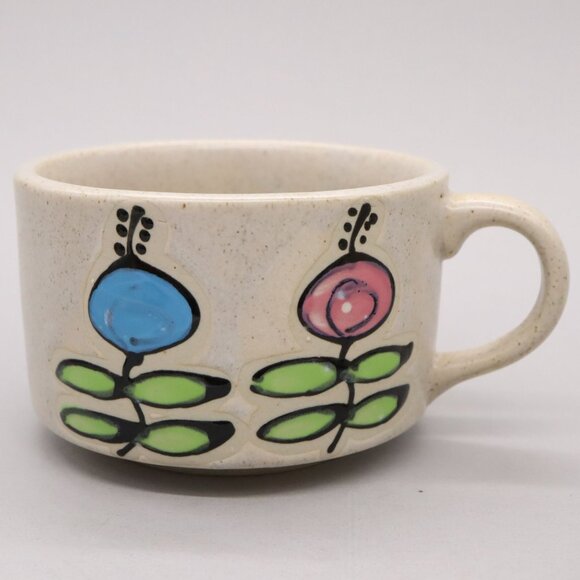 Vintage Otagiri Japan Floral Flower Speckled Soup Mug, Set Of 4 Bowl - Picture 2 of 11